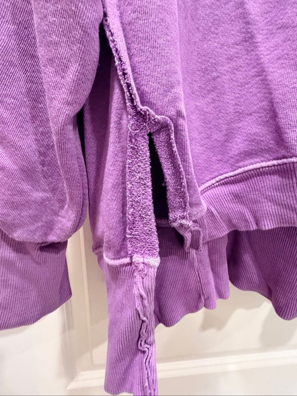 We The Free FP Movement Purple Oversized Raw Edge Sweatshirt M Buttoned - Picture 2 of 8